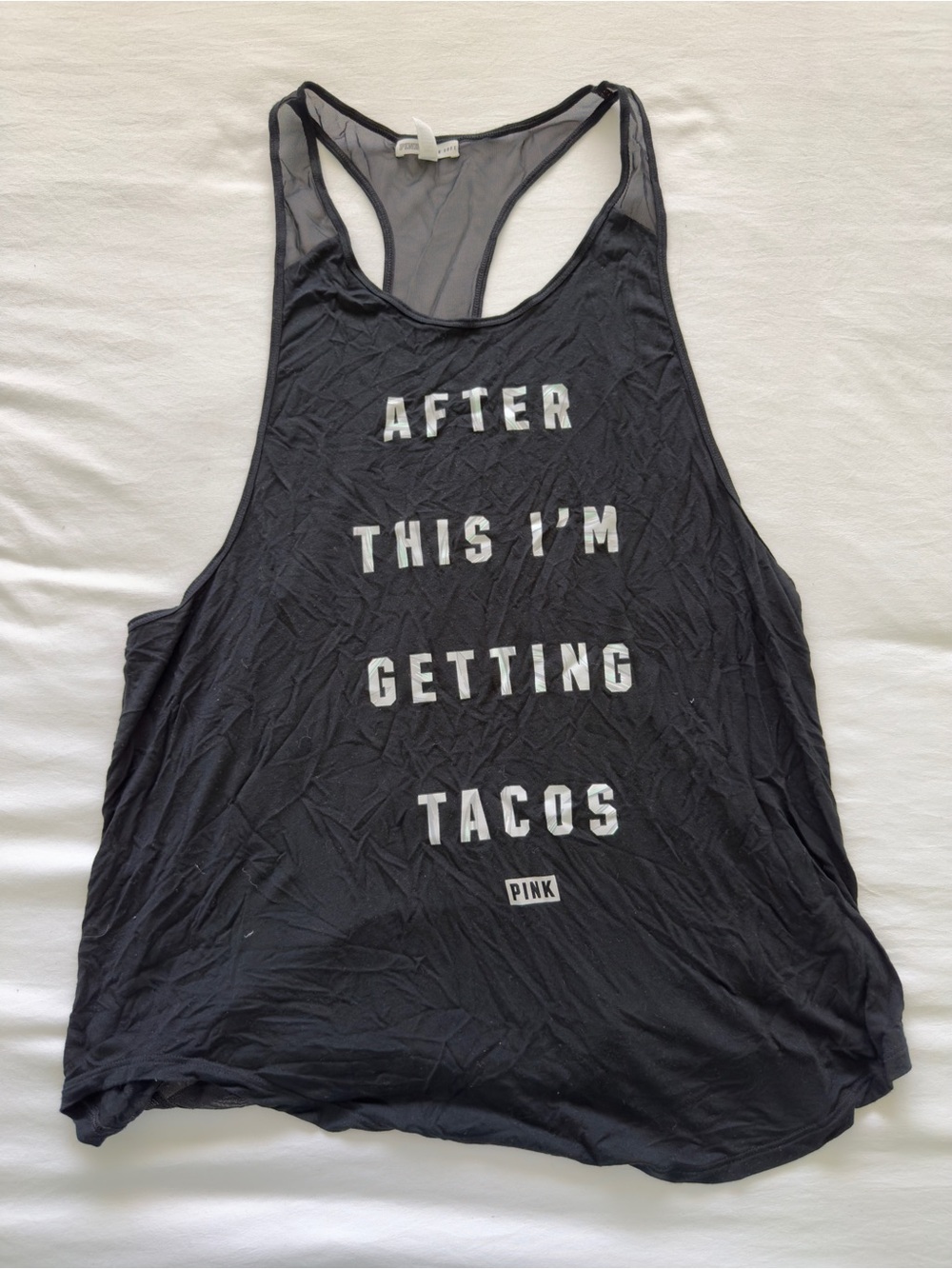 PINK Victoria's Secret Black Graphic Racerback Tank